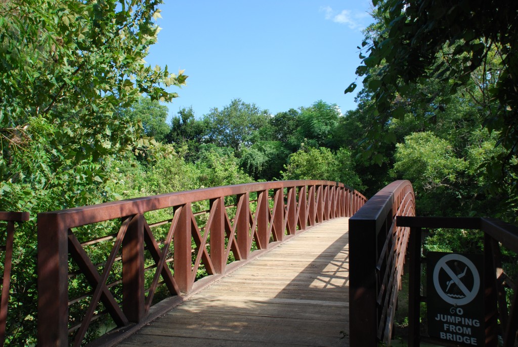 Bridge over Barton Creek in Zilker Park, Austin, TX